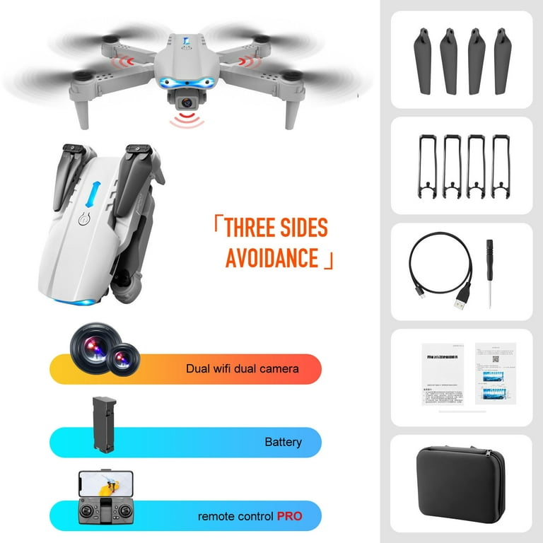 Drone with Camera for Adults, 1080P Live Video APP-Controlled Camera Drone,  FPV Drone with Emergency Stop Low Batteries Warning, 360° Flip, Carrying  Case White 
