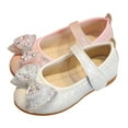 thumbnail image 4 of LNMQLPDBS Shoes for Girls Shiny Bow Decoration Fashion Summer Children Sandals Casual Flat Bottom Non-Slip Lightweight Dress Dance Shoes Toddler Size 7 Shoes Girls Princess Shoes Pink 4.5-5 Years, 4 of 8