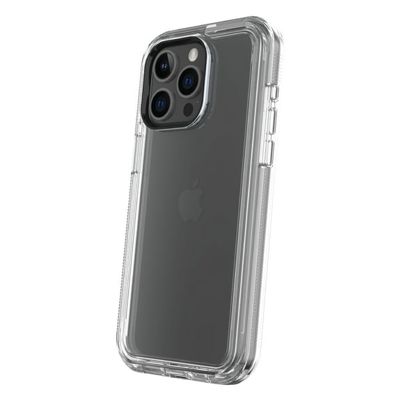 onn. Rugged Phone Case with Holster for iPhone 15 Pro - Clear