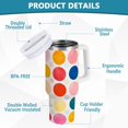 thumbnail image 2 of Yayeee 30oz Double-Wall Insulated Stainless Steel Tumbler with Handle Bottle, Colorful Circles, 2 of 8