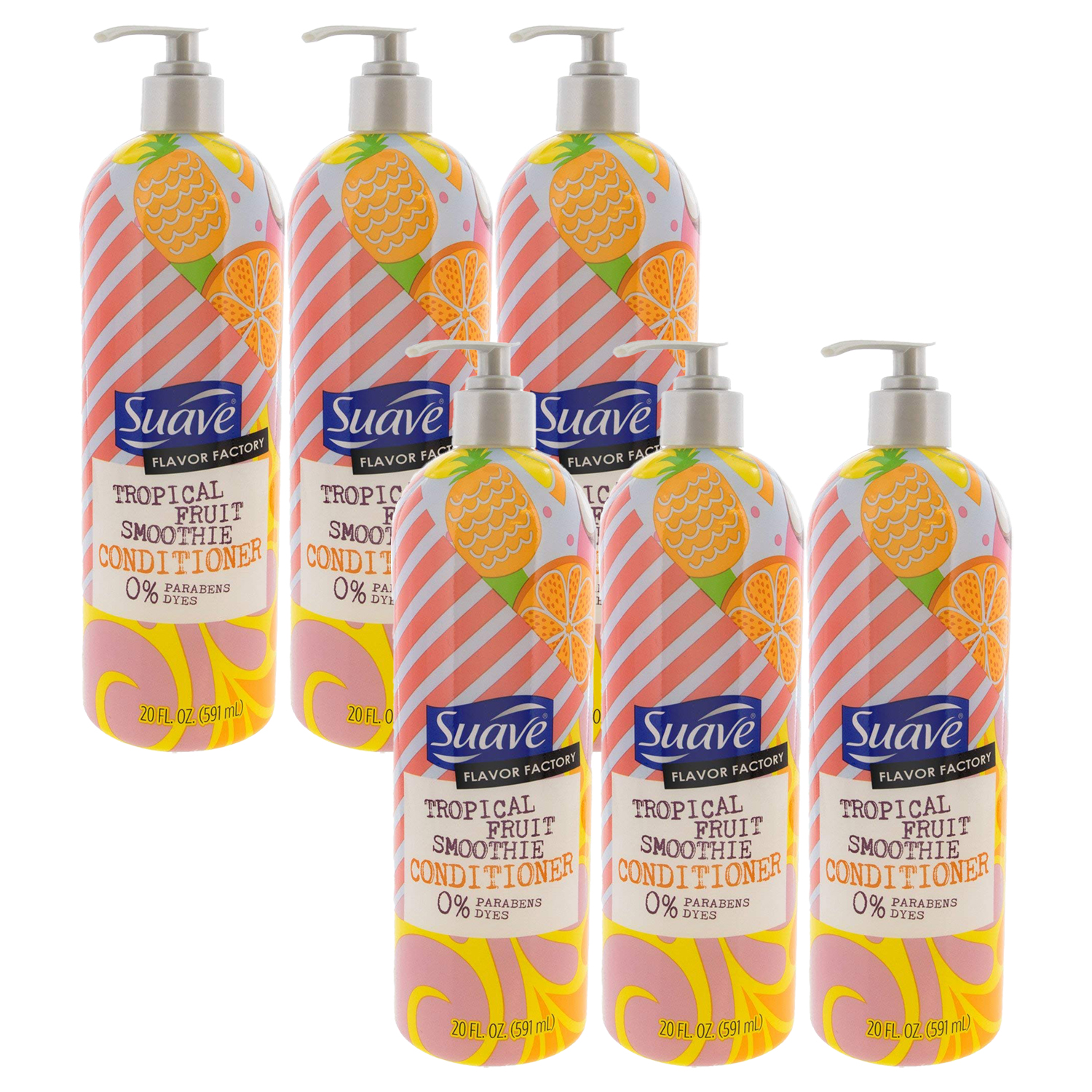 Pack of (6) SUAVE HAIR Flavor Factory Tropical Fruit Smoothie Conditioner 20 oz