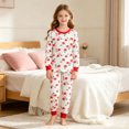 thumbnail image 2 of FEDPOP Toddler Girls Pajamas Bamboo Viscose Kids Long Sleeve Snug fit Cherry Printed Pjs 2pcs Set 3T, 2 of 7