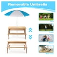 thumbnail image 6 of Kids Wooden Picnic Table with Umbrella, 3-in-1 Outdoor Sand Water Table, Convertible Activity Table for Toddlers, Solid Cedar Wood, Gray, CPSIA Certified, 6 of 9