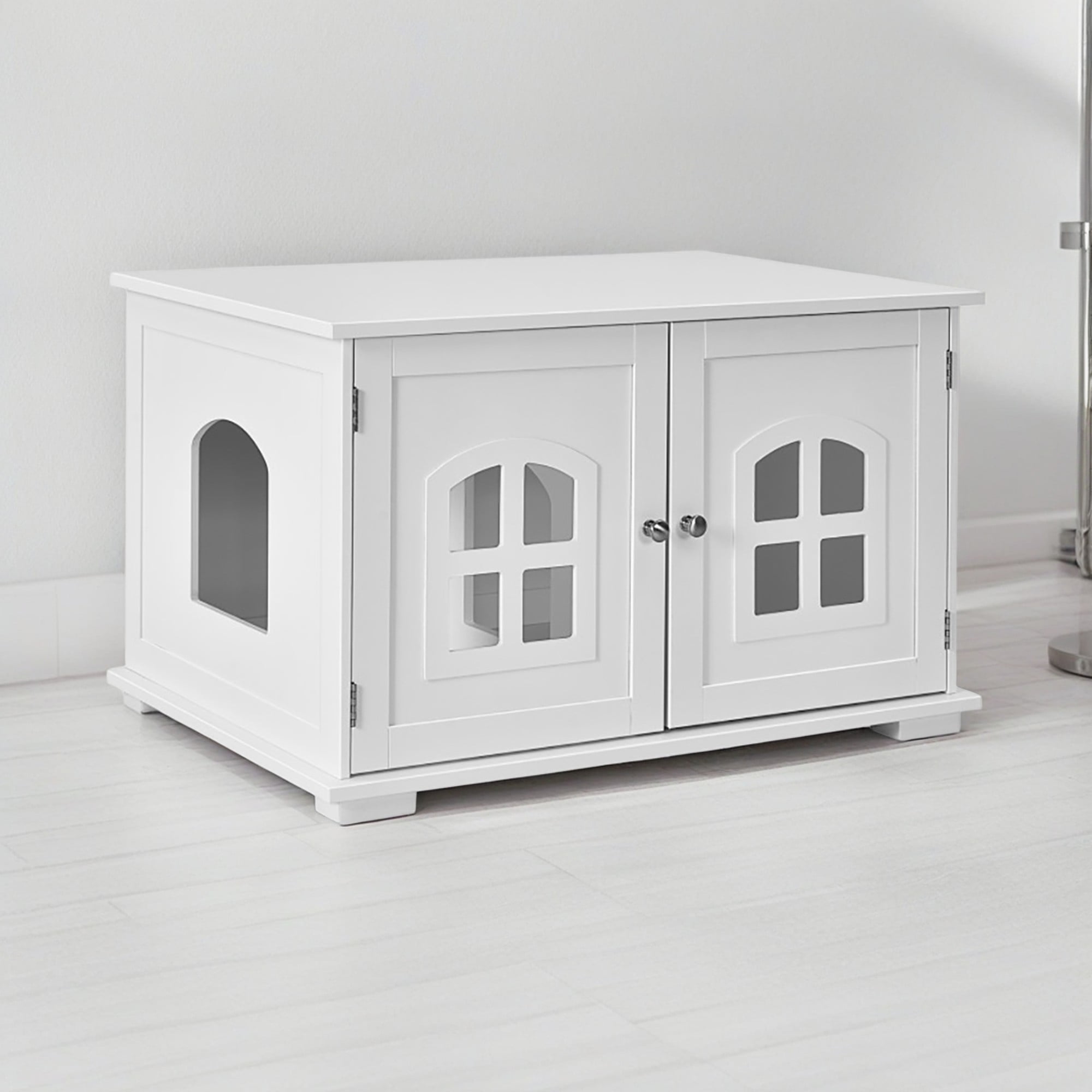 Kadyn 32" Cat Litter Box Enclosure Furniture, Cat Washroom, Hidden Litter Box Cover, Hideaway Cat House, White