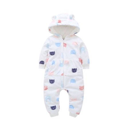 

Zrbywb Baby Jumpsuit Clothes Baby Girls Boys Floral Autumn Animal Ear Long Sleeve Hooded Romper Jumpsuit Clothes