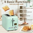 thumbnail image 4 of Toaster 2 Slice,Stainless Steel,LCD Display,7 Bread Shade Settings,1.4" Wide Slots,4-in-1 Functions,Removable Crumb Tray,900W,Green, 4 of 5