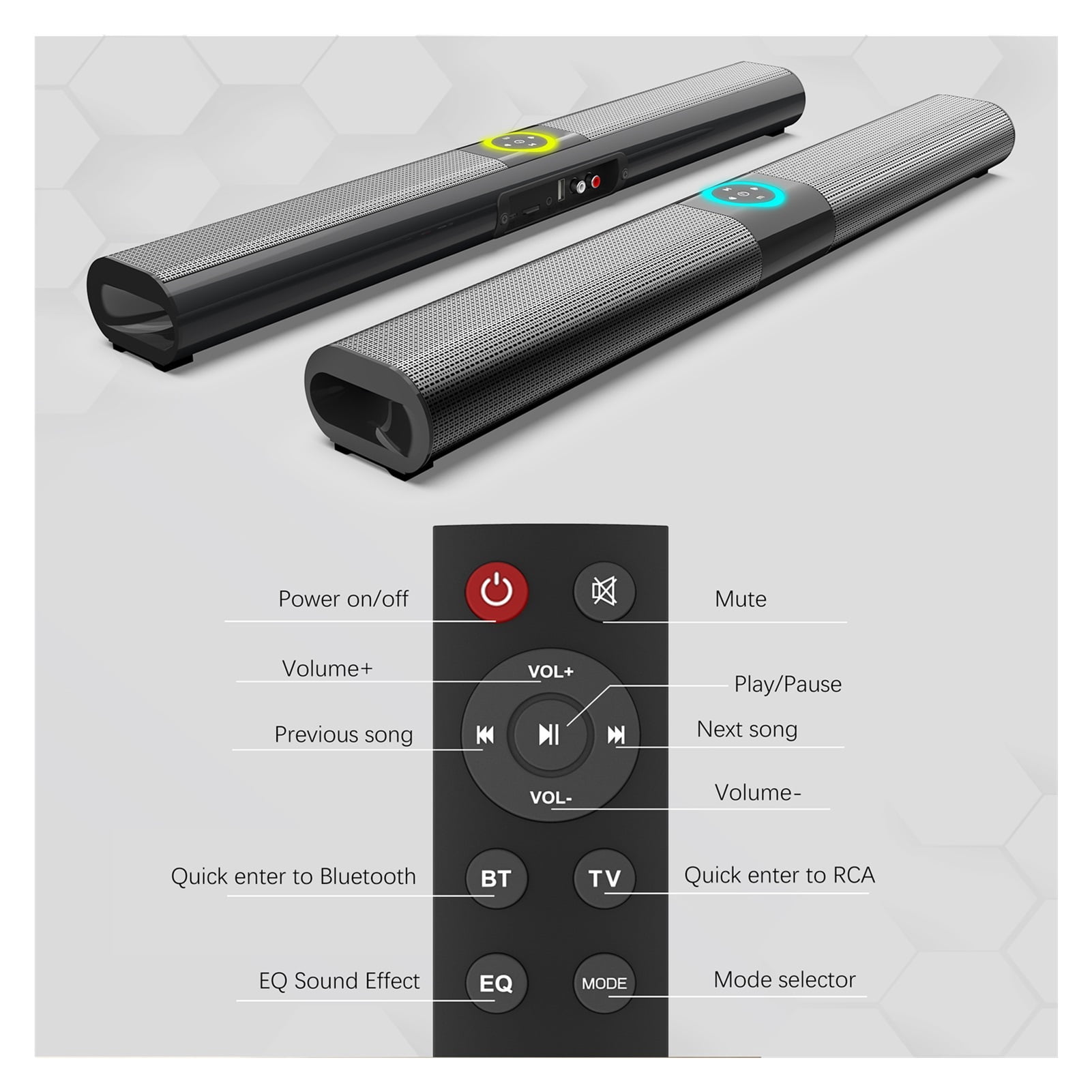Home Theater TV Speaker Wireless Bluetooth Speakers For Computer Soundbar Music Center Column Subwoofer 20W Sound Bar With Radio ,Impactful Volume Boost