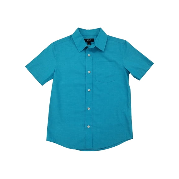 Urban Pipeline Boys Turquoise Short Sleeve Button-Down Poplin Shirt Large