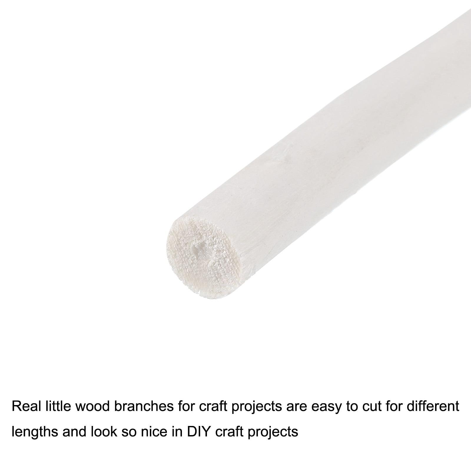 Wood Sticks, 30cm(12") Wooden Stick Craft Twigs 0.2" to 0.5" Dia White Wood Log Stick for Craft Project 100 Pcs