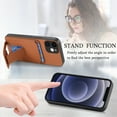 thumbnail image 4 of Case for iPhone 12 with Hidden Kickstand, Carbon Fiber Texture Wallet Case with Card Holder for iPhone 12 Magnetic Car Mount Shockproof Military Grade Protection Cover, Brown, 4 of 10