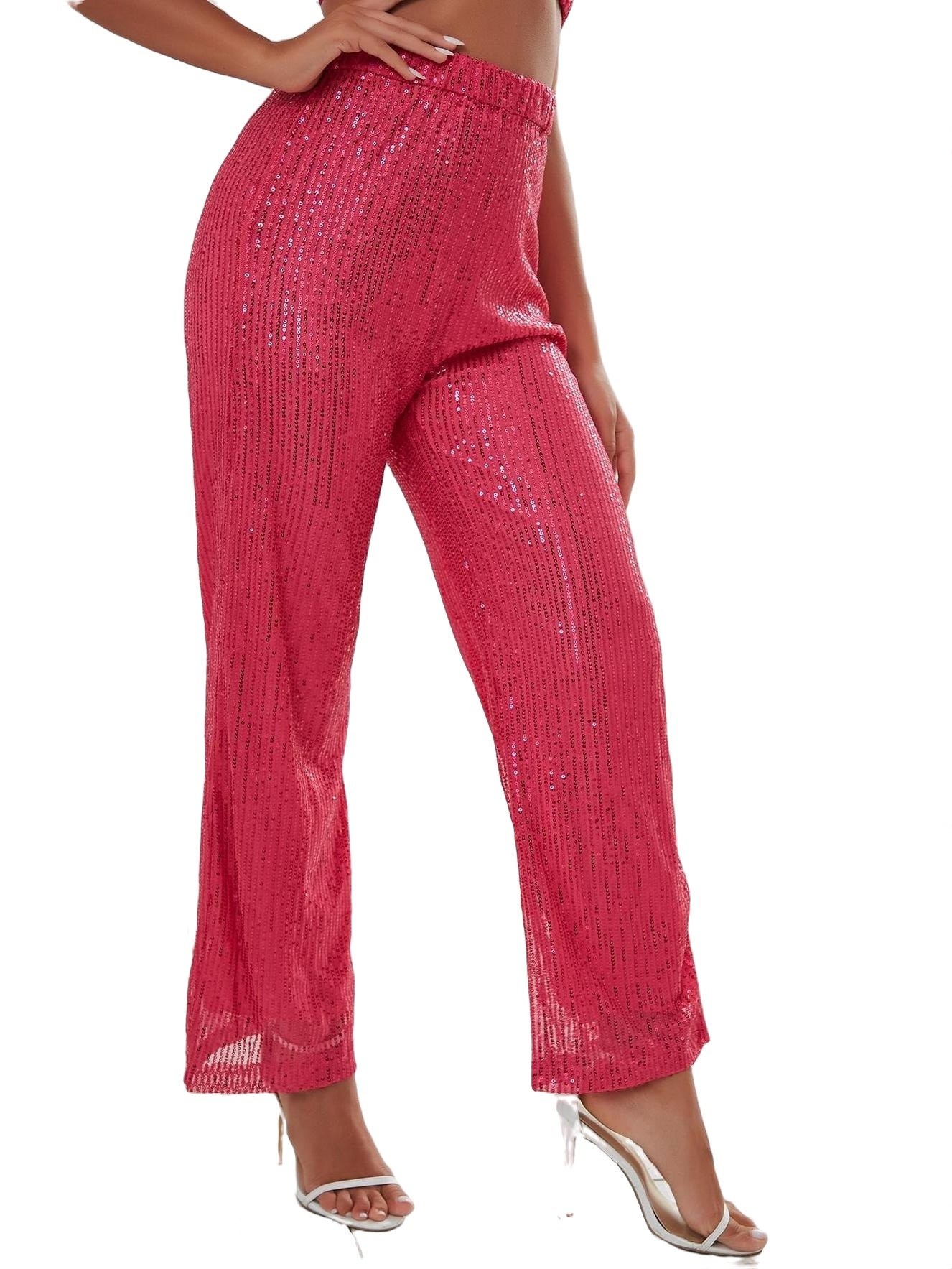 Party Plain Straight Leg Hot Pink Women's Pants (Women's)