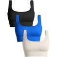 thumbnail image 1 of SURJDE Women's 3 Piece Medium Support Tank Top Ribbed Seamless Removable Cups Workout Exercise Sport Bra, 1 of 3