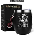 thumbnail image 4 of Queen of The Camper Wine Tumbler Gifts from Husband Boyfriend Friend | Camper Happy Lover Couples Glass for Women |12 oz Coffee Cup Outdoor Stainless Steel Insulated Travel Mug with Lid, 4 of 6