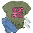 thumbnail image 4 of Womens Valentine's Day Shirts Short Sleeve Fashion Graphic Basic T-Shirts Casual Pullover Tunic Tops (XL, D Green), 4 of 7