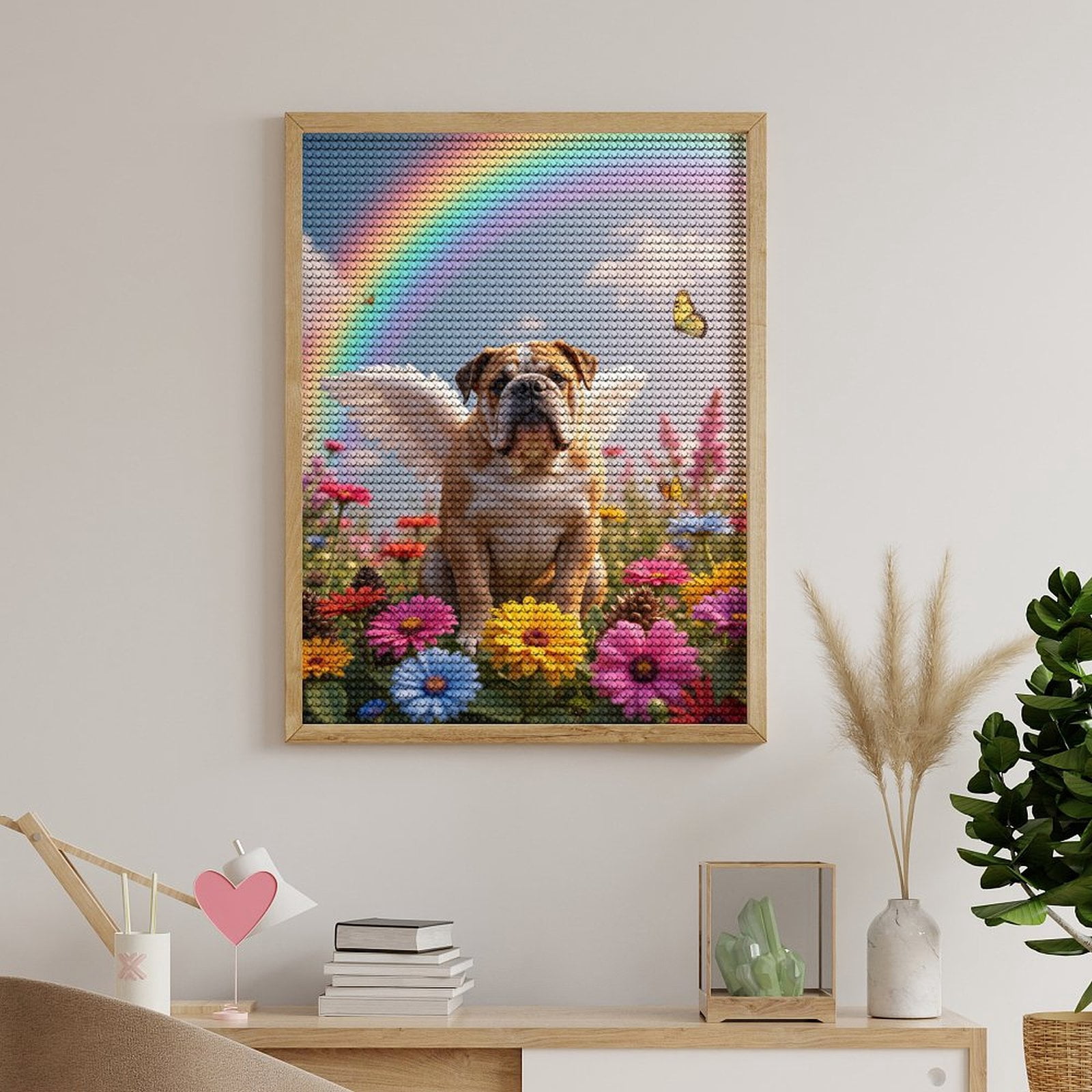 Diamond Art Kits for Adults, Angel Dog In Flower Meadow 5D Diamond Painting Kits for Adults Beginners, DIY Full Drill Diamond Painting, Gem Art and Crafts 12x16