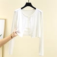 thumbnail image 4 of Womens Spring Summer Shirts Thin Short Jacket Long Sleeve Thin Cardigan Plus Size for Slimming with Camisole Buckle Shawl Shirts for Women, 4 of 4