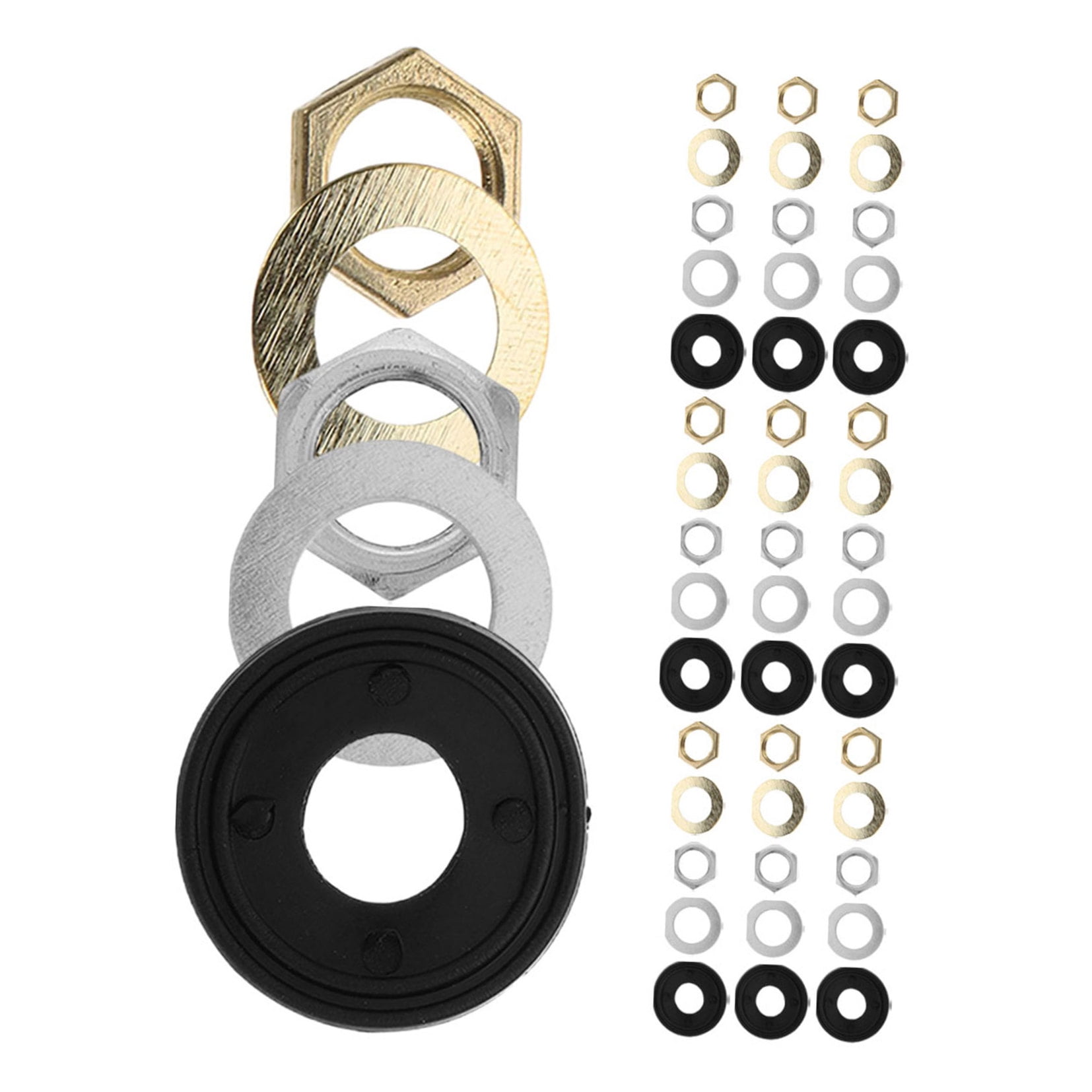 OUNONA 40 Sets Quartz Clock Movement Repair Kit with Metal Washers, Nuts, Rubber Gaskets for Accurate Wall Clock Fixing