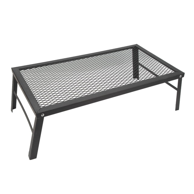 Parrilla de hierro resistente para campamento, parrilla plegable para fogatas, estante de cocina portátil pesado para fogatas sobre parrilla para campamento construida para el futuro