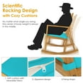 thumbnail image 6 of Costway Patio Rocking Chair Acacia Wood Armrest Cushioned Sofa Garden Deck Turquoise, 6 of 8