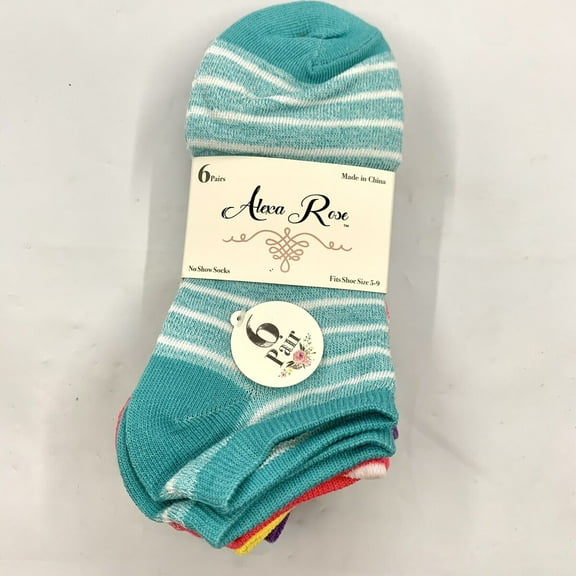 Alexa Rose No Show Socks Womens Shoe Size 5-9 Pack of 6 Gray