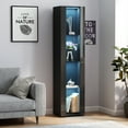 thumbnail image 3 of Black side cabinet with aluminum strip lamp,With large storage space, 3 of 9