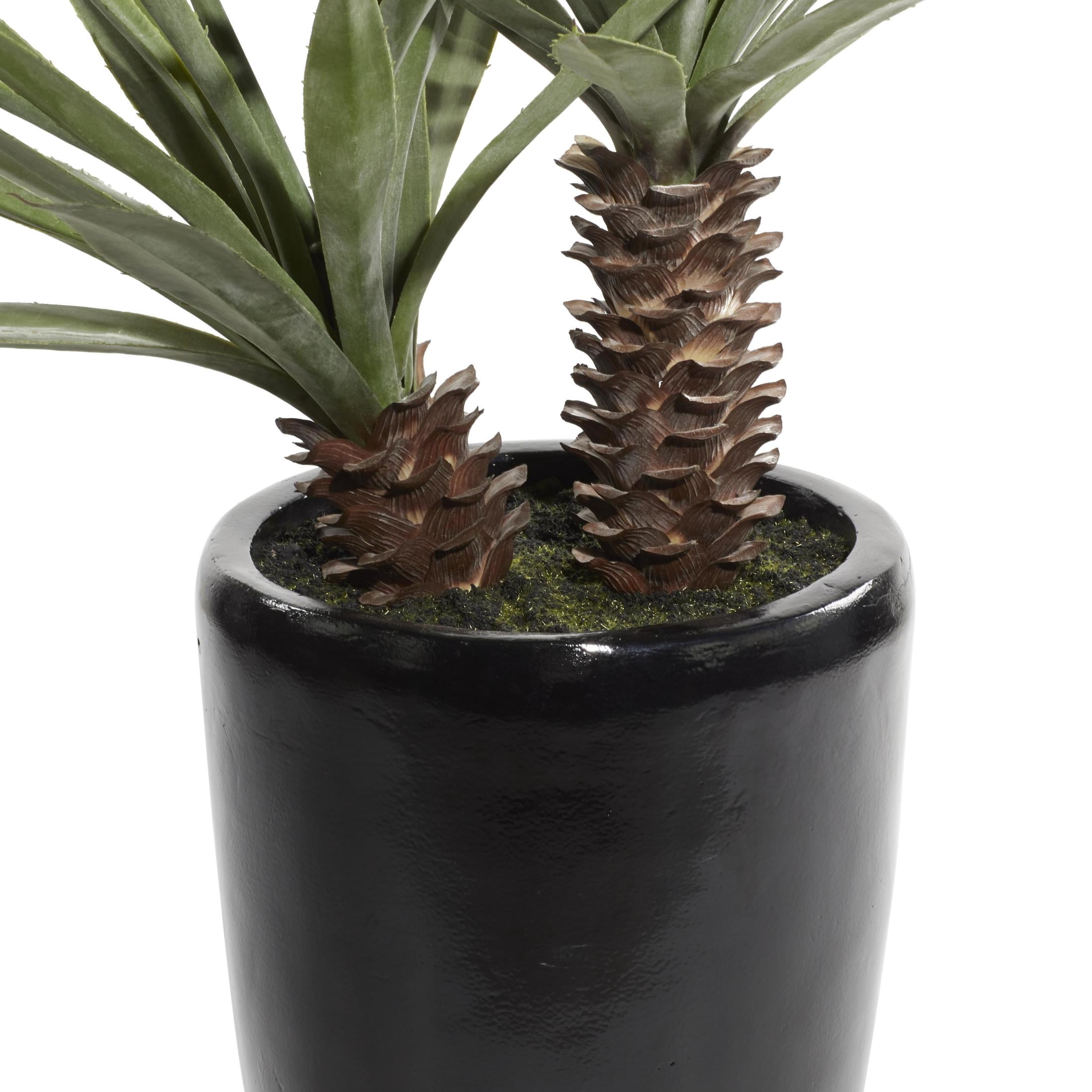 DecMode 37" Artificial Dracaena Plant in Realistic Leaves and Black Fiberglass Pot