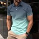 thumbnail image 2 of Camisas de Manga Larga para Hombres Manga Corta Sólida Girar Hacia Abajo Botones de Cuello Camiseta Blusa Imitación Rack, Top de Moda Casual, 2 of 6