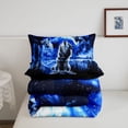 thumbnail image 5 of Manfei Rustic Wolf Queen Comforter Set,Mystic Woodland Comforter Sets Queen,Blue,Black Reversible,3 Pieces,1 Comforter and 2 Pillowcases, 5 of 7