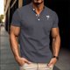 thumbnail image 1 of Tops para hombre, blusas y camisas de manga corta con cuello redondo para hombre, blusas casuales con estampado de botones, manga corta, cuello vuelto, blusas de poliéster para hombre, 1 of 6