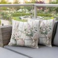 thumbnail image 4 of Spring Flowers Pillow Covers 2 Pack Vintage Floral Watercolor Plant Wood Texture Pillowcase Waterproof Outdoor Throw Pillow Cover for Patio Garden Square Cushion 24”x24”, 4 of 9