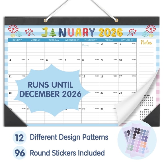 Deli 2026 Desk Calendar, 12 Months, 17" x 12", Thick Paper with Julian Dates and Block for New Year and Christmas Presents, Monthly planner for Office Home Planning & Organizing