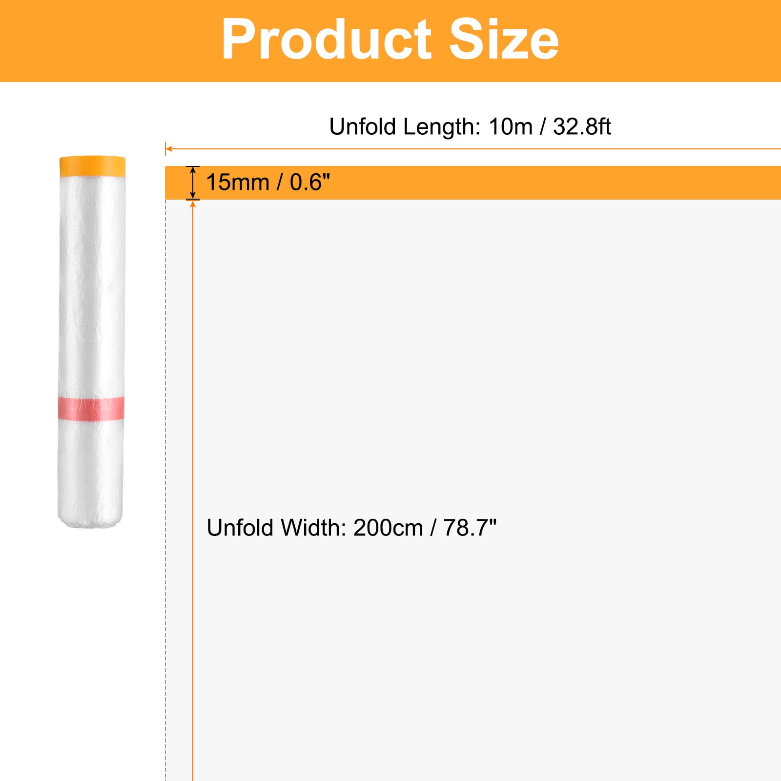 Uxcell 3 Rolls Pre-Taped Masking Film 78.7"x32.8ft Double Adhesive Tape and Drape Painters Plastic Drop Cloth Film with Tape Plastic Sheeting for Automotive Painting Covering