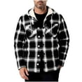 thumbnail image 2 of UQJfacai Mens Plaid Shirts Jacket Fleece Lined Flannel Shirts Fall Winter Sherpa Drawstring Hooded Button Down Coats with Pockets, 2 of 4