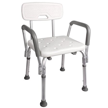 Calhome Adjustable Medical Shower Chair with back and armrest, White