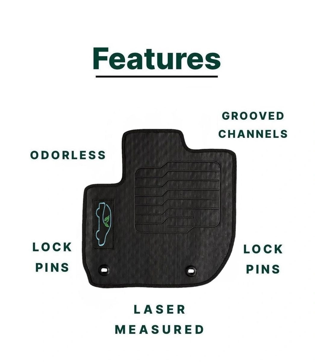 Floor Mats for 2016 to 2022 Honda HRV / 2015 to 2020 Honda Fit with Safety Locks, Front and Rear, Black, All-Weather - ecoMats
