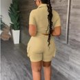 thumbnail image 3 of Women Two Piece Outfits Sets Summer Causal Short Sleeve Button Down Shirt And Shorts Matching Set With Pockets, 3 of 4