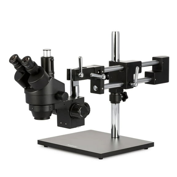 AmScope - 3.5X-180X Trinocular Stereo Zoom Microscope with Black Double Arm Boom Stand - SM-4TZZ-B