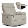 thumbnail image 3 of Evolur Asher Deluxe Power Recline Glider, Extra-Wide Nursery Recliner Chair with Adjustable Power Headrest, 275° Swivel, USB-A & USB-C Charging Ports, Ergonomic Lumbar Support, FSC Certified, Beige, 3 of 8