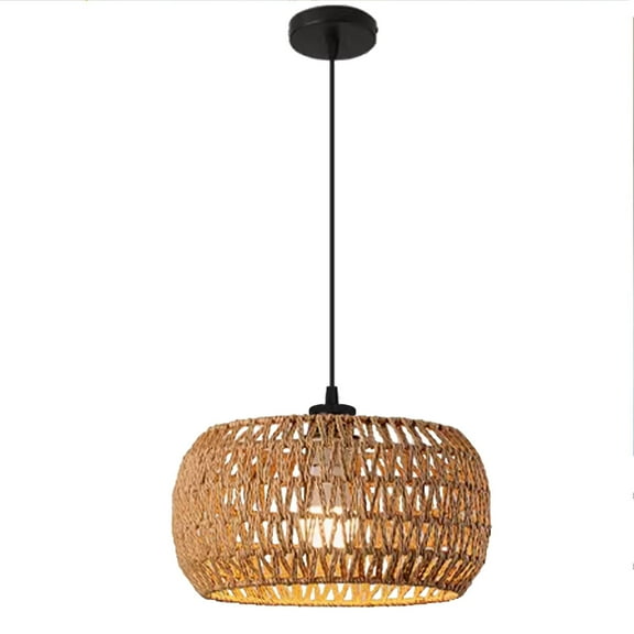 1-Light Pendant Light with Ratten Woven Shade