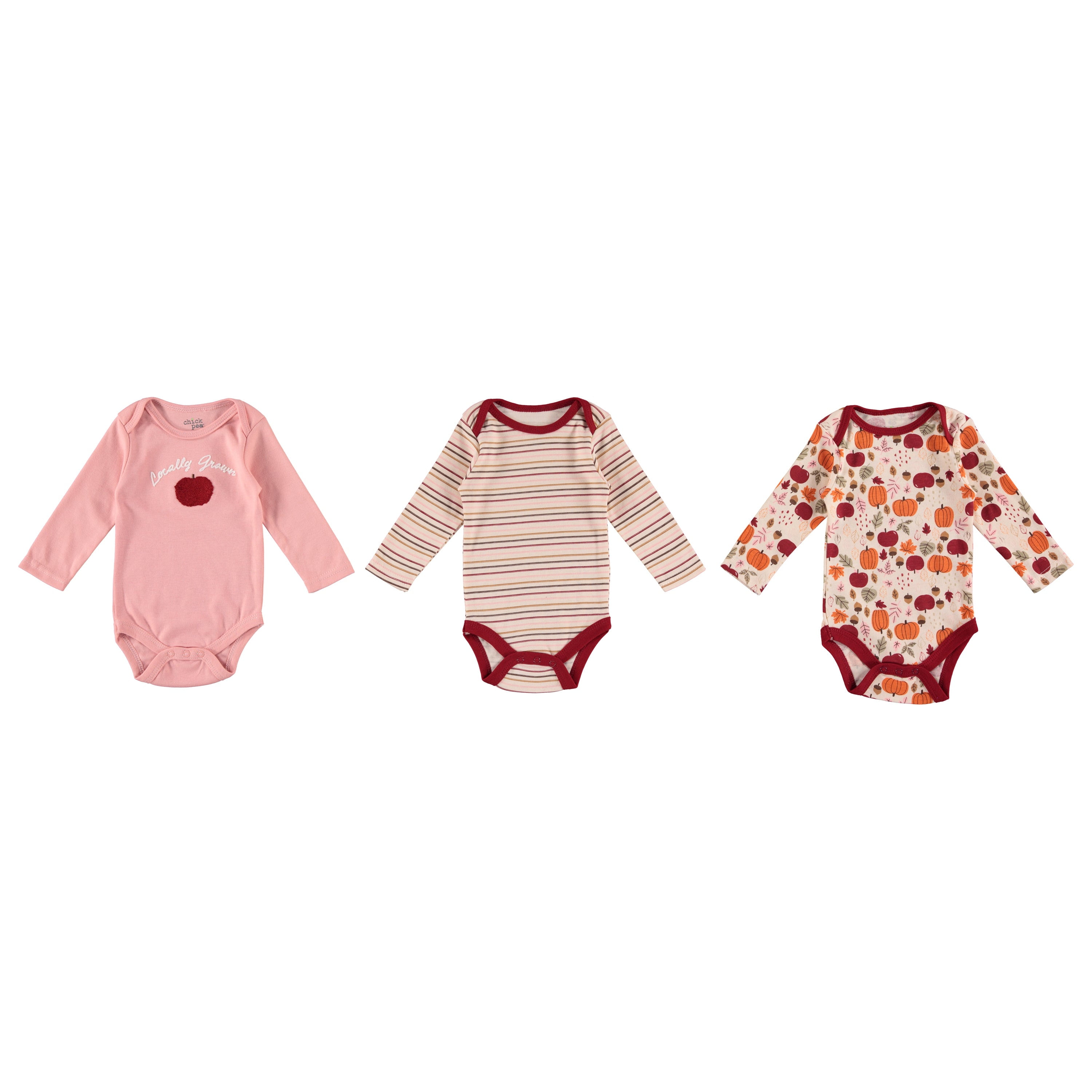 Baby Girl Newborn Essentials Baby Onesie Long sleeve Bodysuit 3 PC Set Pumpkin Autumn Set 3-6M