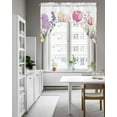 thumbnail image 4 of Spring Floral Kitchen Curtains Swag Valance for Windows/Bathroom/Cafe, Summer Botanical Pink Wildflower Rod Pocket Drape Panel Swag Curtains Valance for Bedroom/Living Room 56"x36", 4 of 6