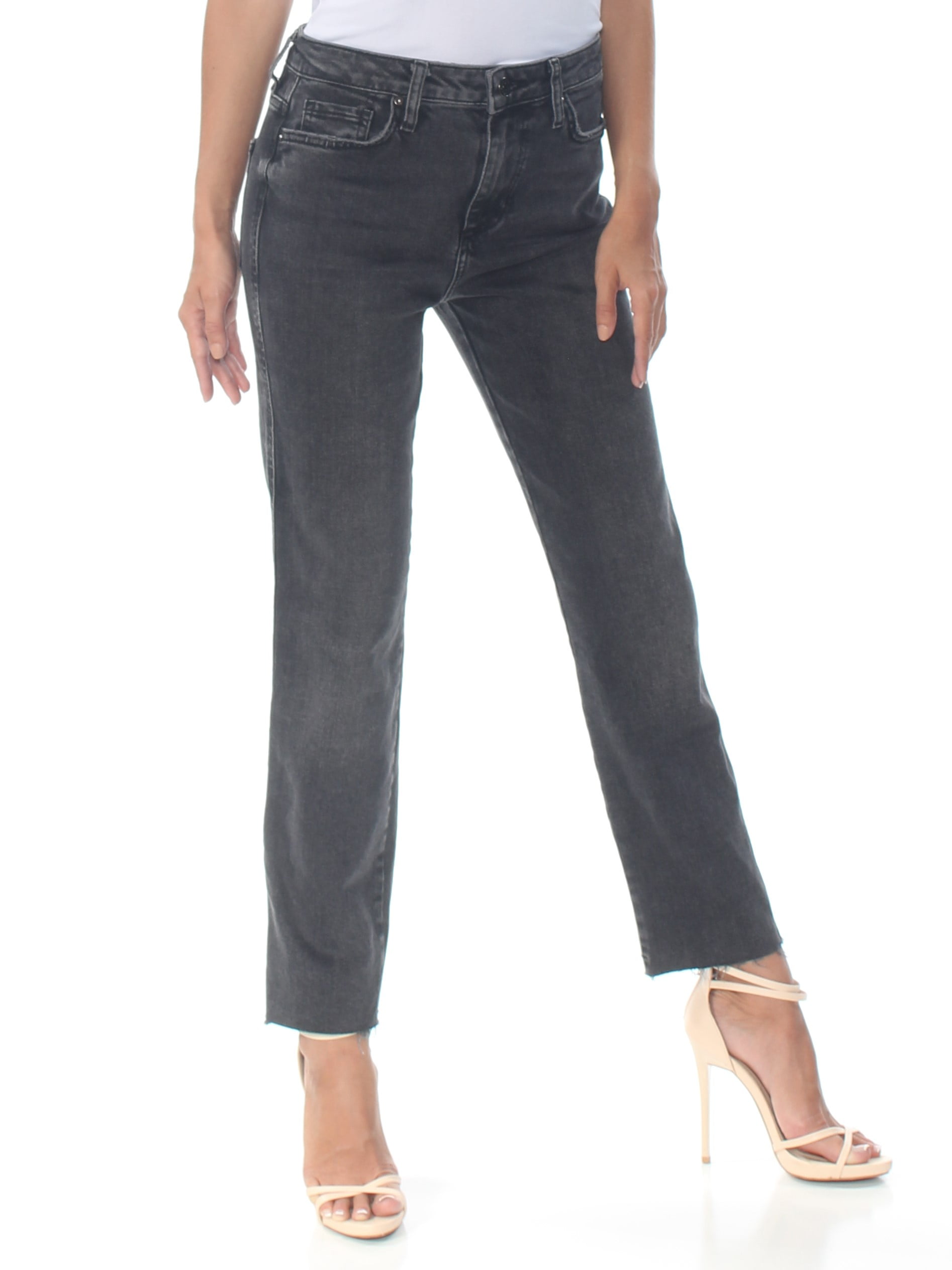 FREE PEOPLE Womens Black Girlfriend Jeans Size 26 Waist