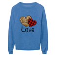 thumbnail image 1 of Chandail Ample à Col Rond Imprimé Cœur de Saint-Valentin Manches Longues Blouse Décontractée, 1 of 6