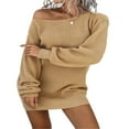 thumbnail image 3 of COUTEXYI Femmes Off Épaule Pull Robe Manches Longues Robe en Tricot en Vrac Automne Mini Robe, 3 of 5