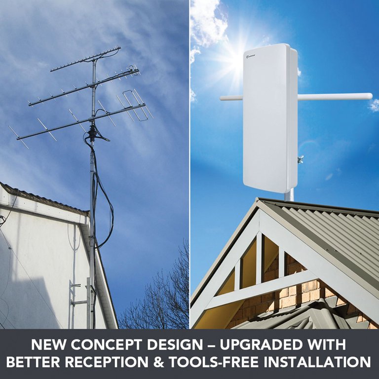 Antop Big Boy AT-400BV Outdoor/Indoor HDTV Antenna - 85 Mile Range, 4K 1080P, With Amplifier & VHF Rods