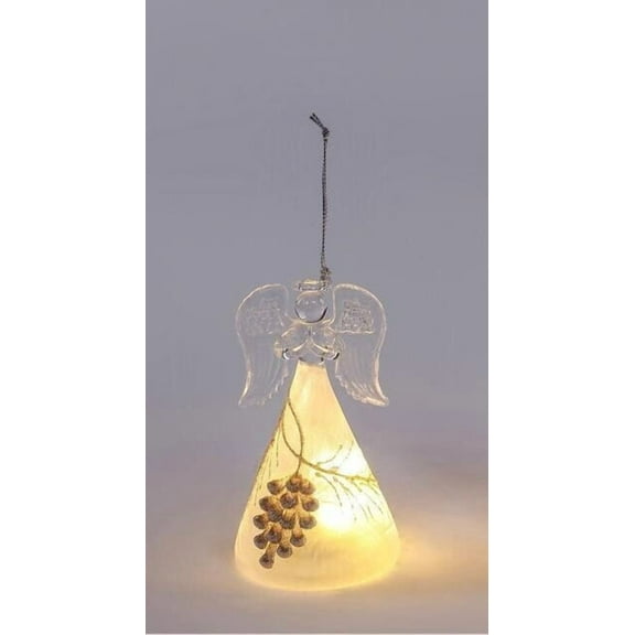 Lighted PINECONE ANGEL Glass LED Christmas Ornament, by Special T Imports