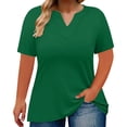 thumbnail image 2 of Tittly T Shirts for Women Spring Tops for Women Women's Loose Plus Size V Neck Solid Color Short Sleeved T Shirt Top Tshirts Shirts Basic Tees Green L, 2 of 5