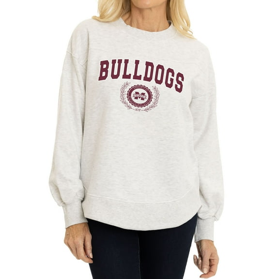 Women's  Oatmeal Mississippi State Bulldogs Yvette Pullover Sweatshirt