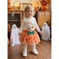 thumbnail image 6 of RUINIXCW Newborn Baby Girl My First Halloween Outfit Infant Girl Fall Clothes Letters Print Long Sleeve Romper Tulle Tutu Skirt Headband 3 Pcs Set, 6 of 10