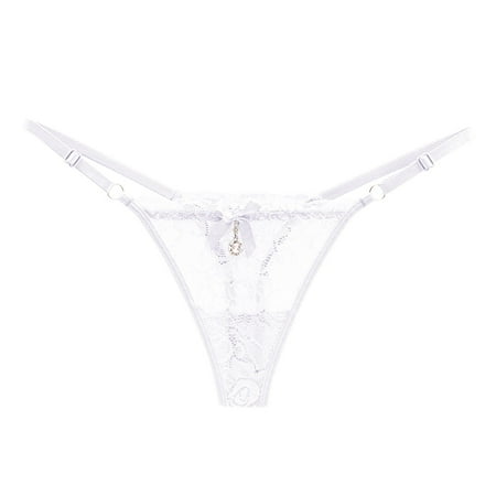 HCNTES Women Floral Lace Panties Sexy Hipster Underwear V-Shape Waistband Tangas One Size White